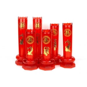 圆底龙凤喜字水晶蜡烛灯