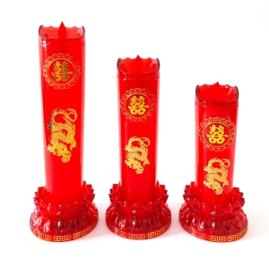 莲花底龙凤双喜水晶电蜡烛