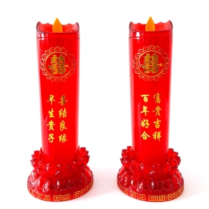 莲花底帖字双喜水晶电蜡烛