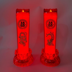 15号龙凤双喜莲花底水晶电蜡烛